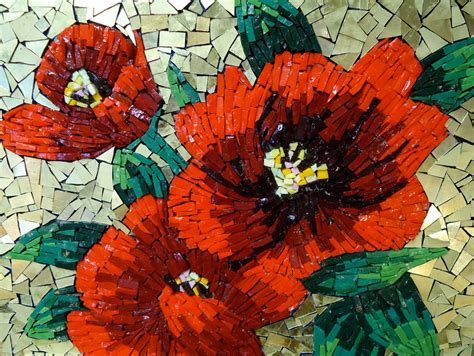 Fine Art Mosaic Tile Wall Art Red Flower Art, 12 X 16 Wall Art - Etsy ...