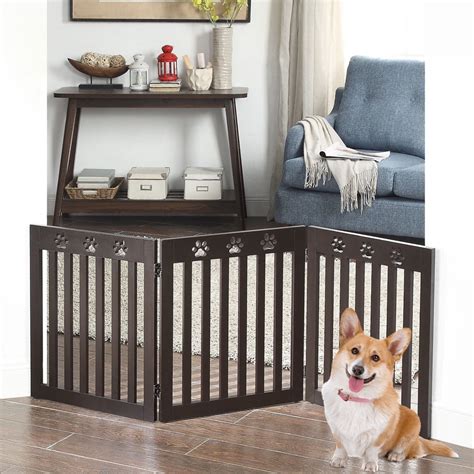 Unipaws Freestanding Wooden Dog Gate, 24"H x 60"L, Espresso - Walmart ...