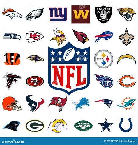 Logo of All National Football League Teams. Editorial Stock Photo ...