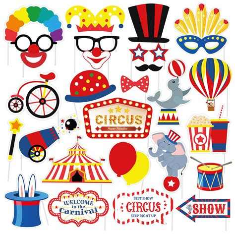 Buy SWYOUN 27PCS Carnival Circus Photo Booth Props Birthday Party ...