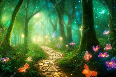 Premium AI Image | Pathway to magical forest surreal fantasy landscape ...