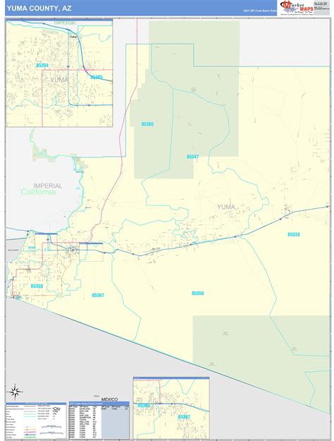 Yuma County, AZ Zip Code Wall Map Basic Style by MarketMAPS - MapSales