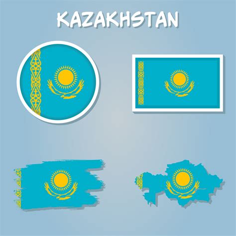 Map of Kazakhstan on a blue background, Flag of Kazakhstan on it ...