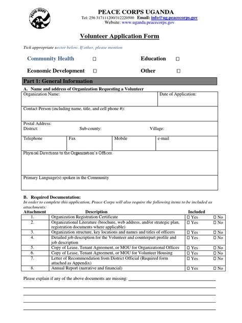 Peace Corps Request For Volunteer Application Form | PDF | Peace Corps ...