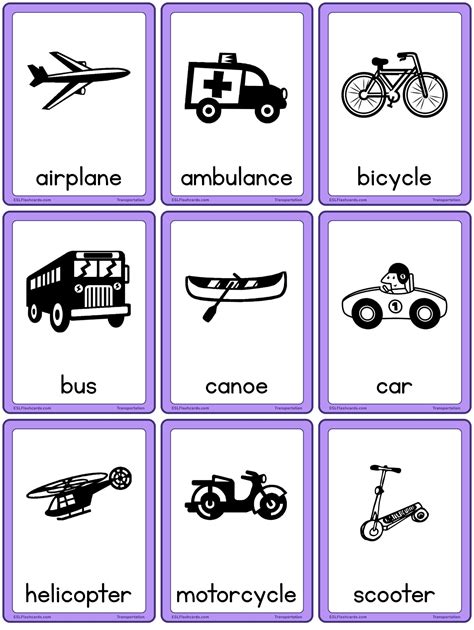 Transportation Flashcards For Kids