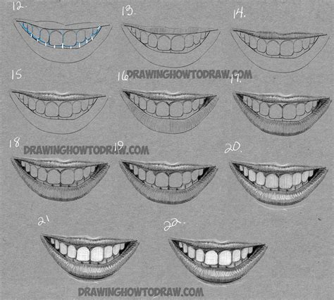 How to Draw a Mouth Full of Teeth : Drawing a Smiling Mouth and Teeth ...