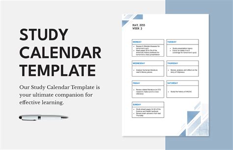 Study Calendar Template in Word, PDF, Google Docs - Download | Template.net