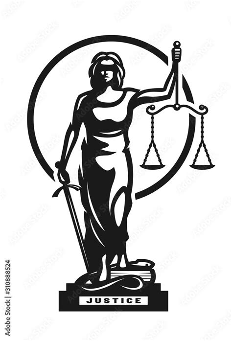 The goddess of justice Themis symbol, logo. Vector illustration. Stock ...