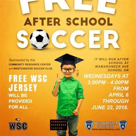 Create a flyer for our new, free after school Spring soccer clinic for ...