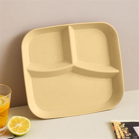 Pklyzj Divided Plates for Adults 9.8in,Wheat Straw Deep Dinner Plates ...