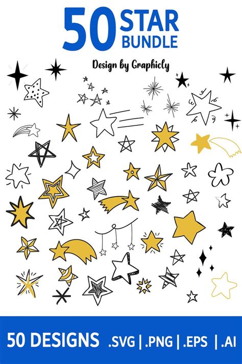 50 Star Clipart Instant Download SVG PNG EPS AI in 2022 | Star clipart ...