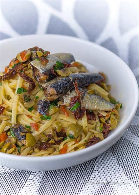 Spanish Sardines Pasta with Sun Dried Tomato and Chopped Olives ...