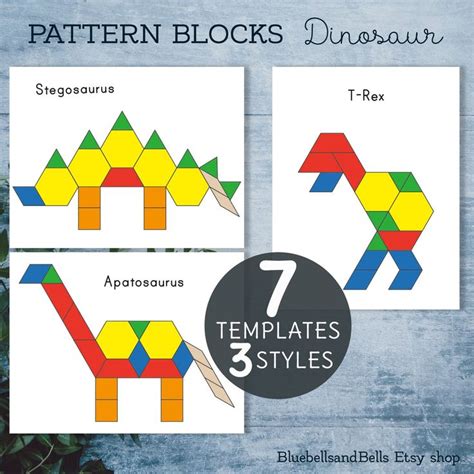 Dinosaur Pattern Blocks Printable Templates. Preschool and Kindergarten ...