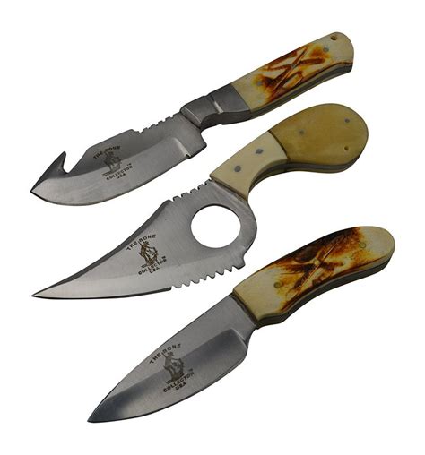 The Bone Collector 3 Hunting Knife Gift Set Fixed Blade Skinning Knives ...