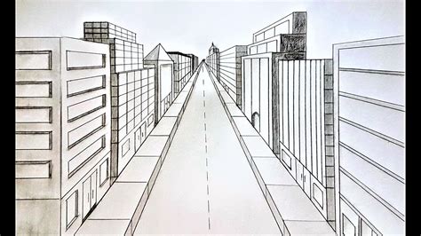 How to draw a city street in one point perspective - YouTube