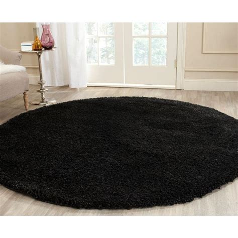 Safavieh California Shag Black 4 ft. x 4 ft. Round Area Rug-SG151-9090 ...