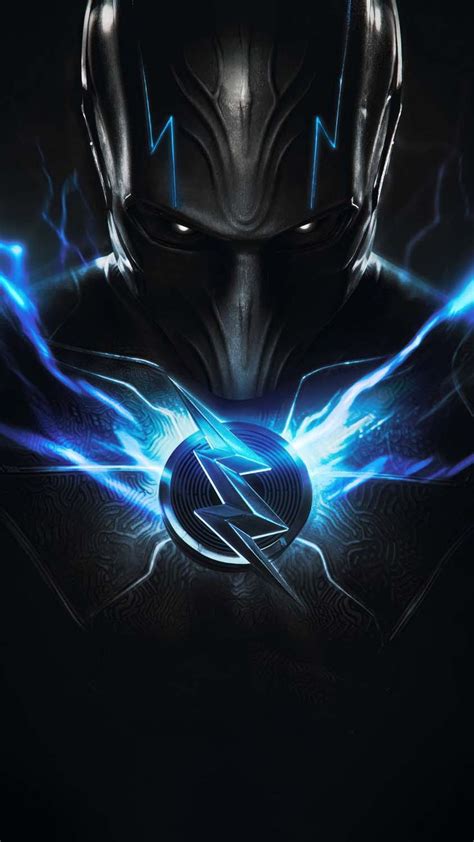 the flash in black and blue with lightning coming out of it's chest,