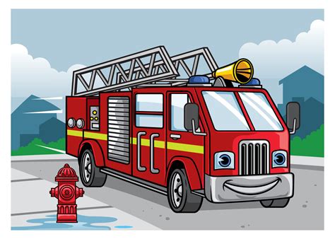 dibujos animados de bombero camión ilustración 21776230 Vector en Vecteezy