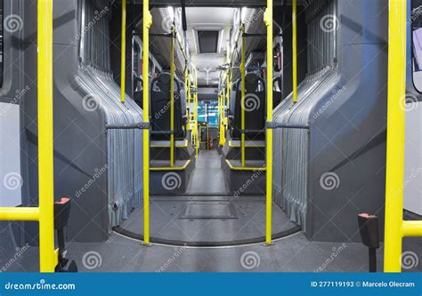 Interior of an Articulated Bus. Low Floor Vehicle. on Display at the ...