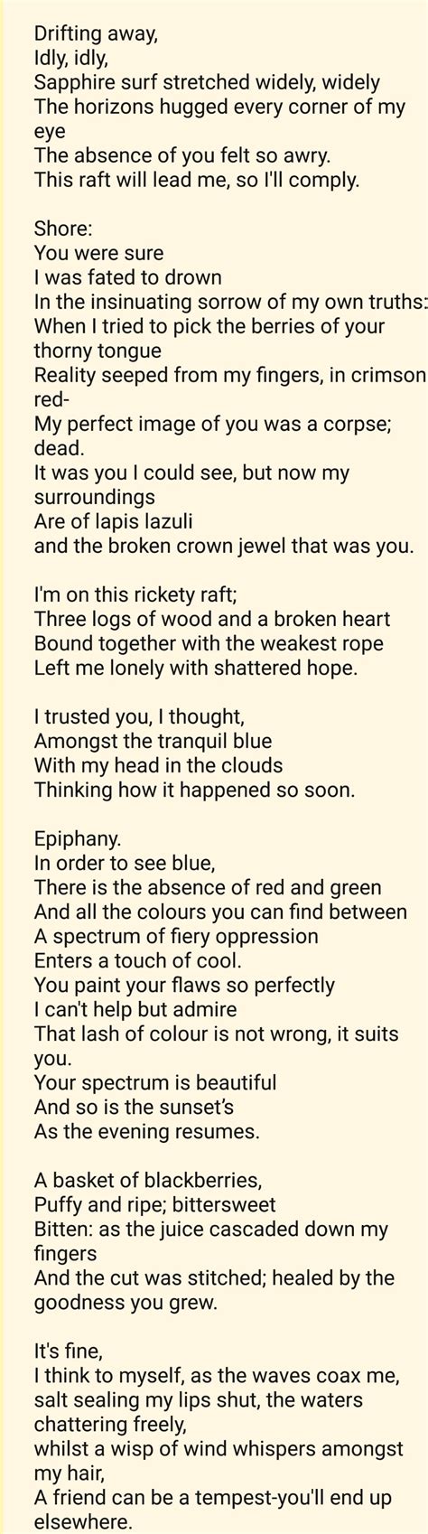 Raft : r/poetry_critics