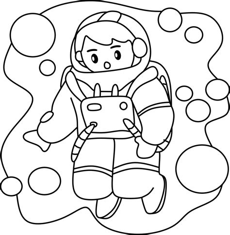 coloring page for kids profession cartoon astronaut 8994914 Vector Art ...