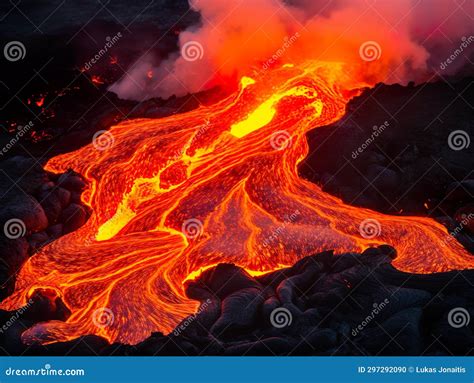 Volcano Eruption in Iceland. Grindavik City. Imagination of Volcanic ...