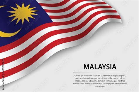 Wave flag of Malaysia on white background. Banner or ribbon vector ...