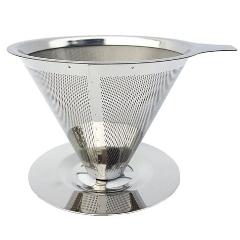 Stainless Steel Cone Reusable Coffee Filter Baskets Mesh Strainer Pour ...