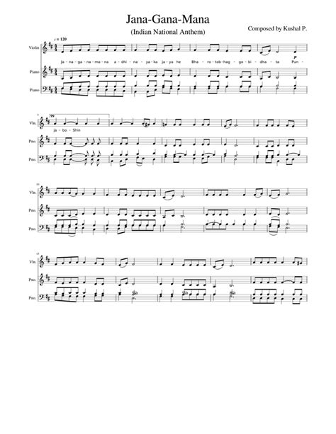 Indian National Anthem - Jana-Gana-Mana Sheet music for Piano, Violin ...