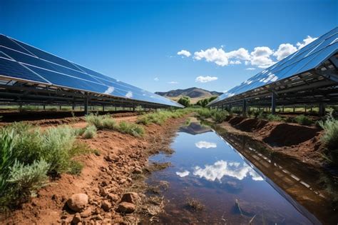 Premium AI Image | Solar Panel plant in the middle of a deserts