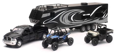 Buy New Ray Toys Die cast Pick up Truck with Toy Hauler and 2 Polaris ...