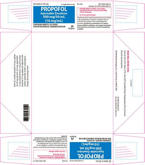 Propofol 1%, 10 mg / mL Intravenous Injection Single Dose Vial 50 mL ...