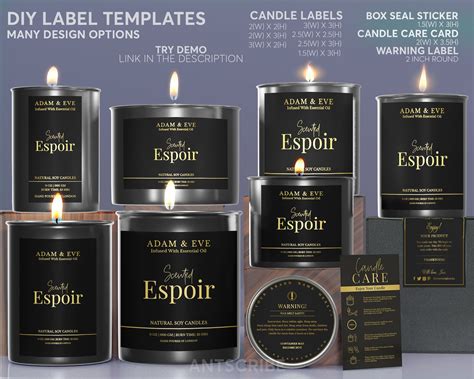 Printable Candle Label Template Set DIY Candle Business | Etsy