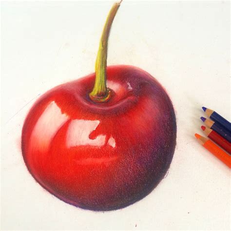 Cherry drawing. Prismacolor colored pencils art by Aixa Diaz | Color ...