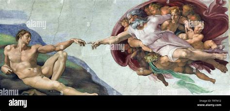 Michelangelo - Sistine Chapel Ceiling Creation Adam 1510 Stock Photo ...