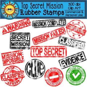 Top Secret Mission Rubber Stamps Clip Art by Deeder Do Designs | TPT