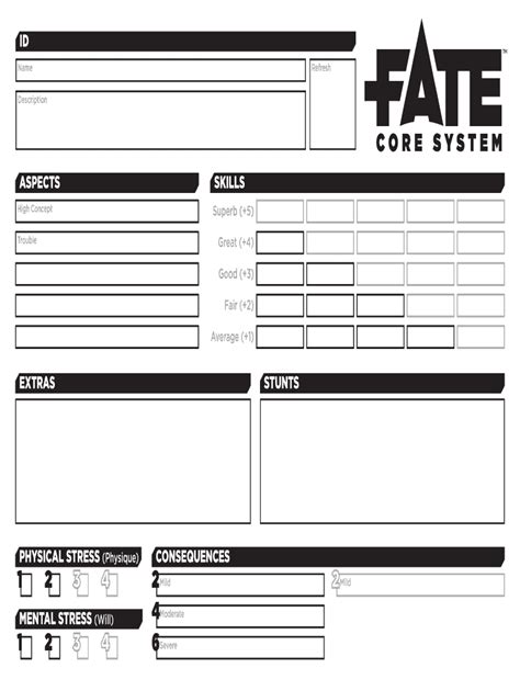 Form Fillable Fate Save Game Character Sheet - Printable Forms Free Online