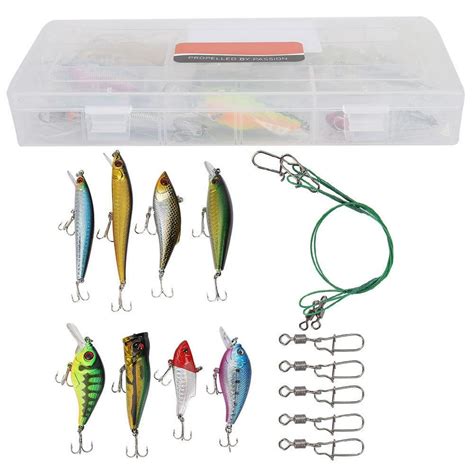 Tebru Fishing Lure Kit, 16Pcs/Lot Plastic Fishing Hard Bait Set Hooks ...