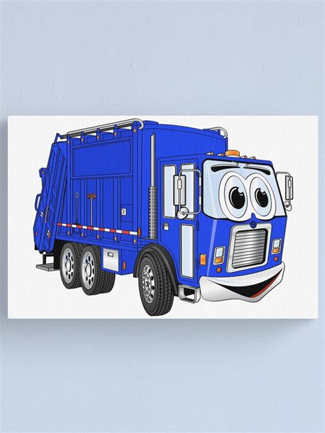 "Blue Smiling Garbage Truck Cartoon" Canvas Print by Graphxpro | Redbubble