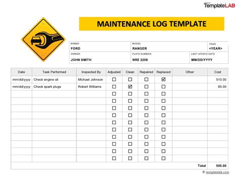 Free Maintenance Template