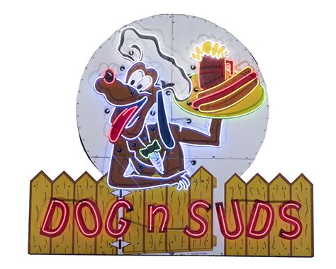 Lot Detail - DOG N’ SUDS PORCELAIN NEON SIGN.