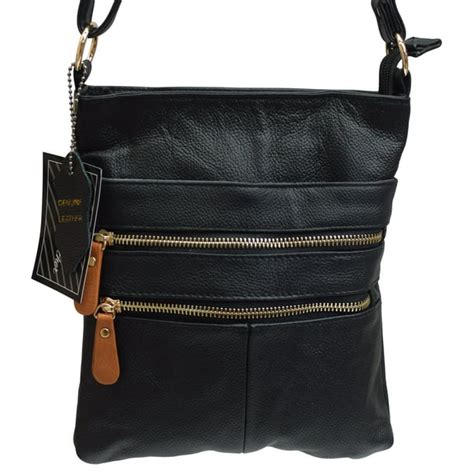 Womens Multi Pocket Zipper Leather Crossbody Bag Over the Shoulder ...