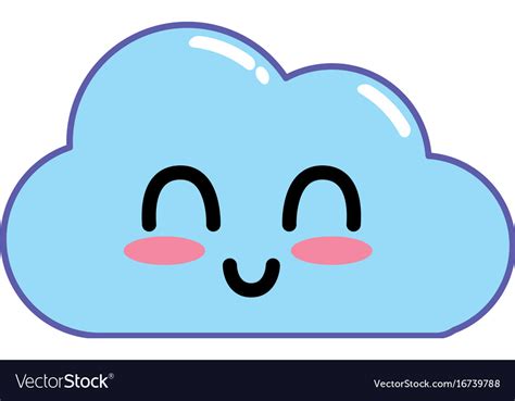 Kawaii cute happy cloud weather Royalty Free Vector Image