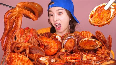 [Mukbang] 해물찜(가리비, 산낙지, 전복)먹방 Braised Spicy SeaFood Eatingsound Seafood ...