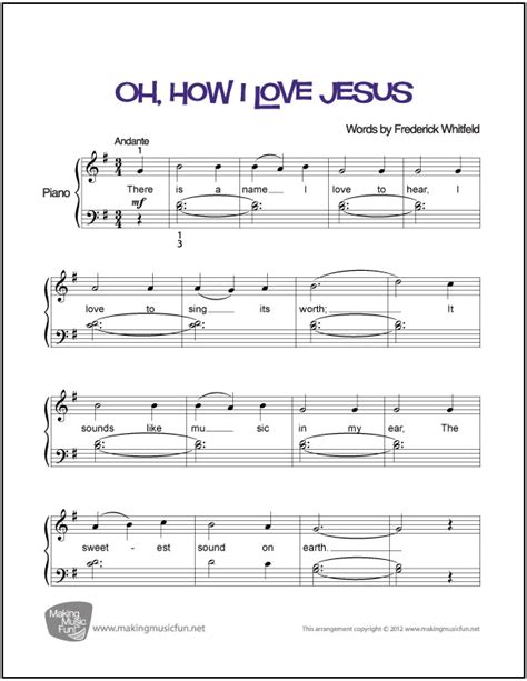 Oh, How I Love Jesus | Beginner Piano Sheet Music (Digital Print)