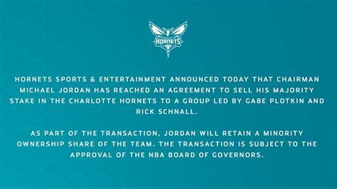 Michael Jordan Reaches Agreement To Sell Majority Stake In Hornets To ...