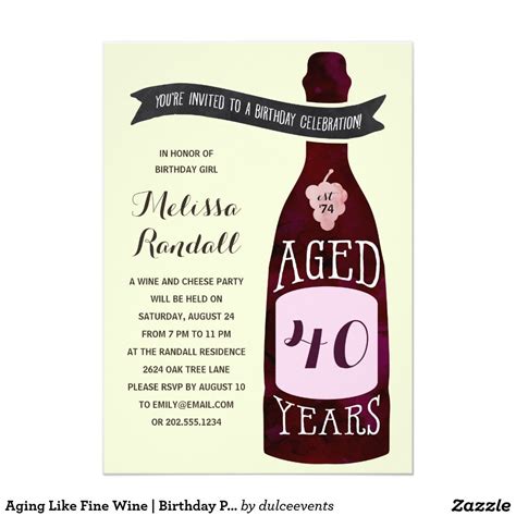 Aging Like Fine Wine | Birthday Party 5x7 Paper Invitation Card ...