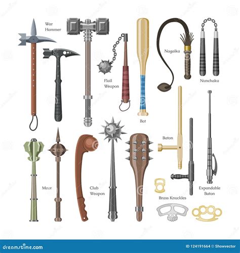 Medieval Weapons Vector Ancient Protection Warrior And Antique Metal ...