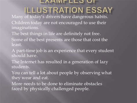 Examples of illustration essay