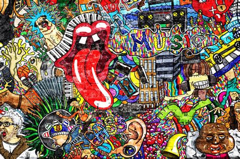 Music collage on brick wall wall Jigsaw Puzzle (Art, Graffiti) | Puzzle ...